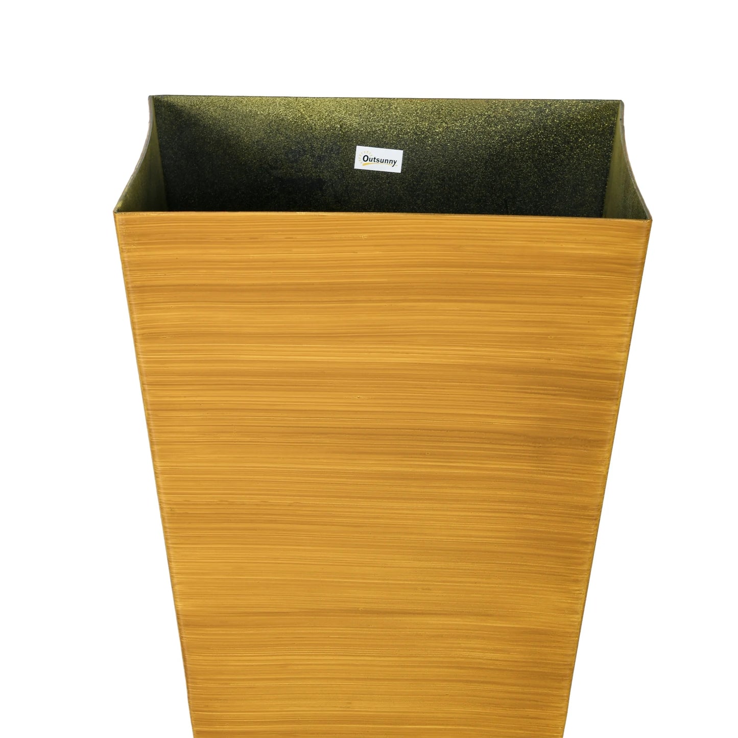 DUOSONG Outsunny 28" Tall Outdoor Planters, Set Of 3 Large Taper Planters With Drainage Holes And Plug, Faux Wood Plastic Flower Pots For Outdoor, Indoor, Garden, Patio, Tan Brown Polypropylene
