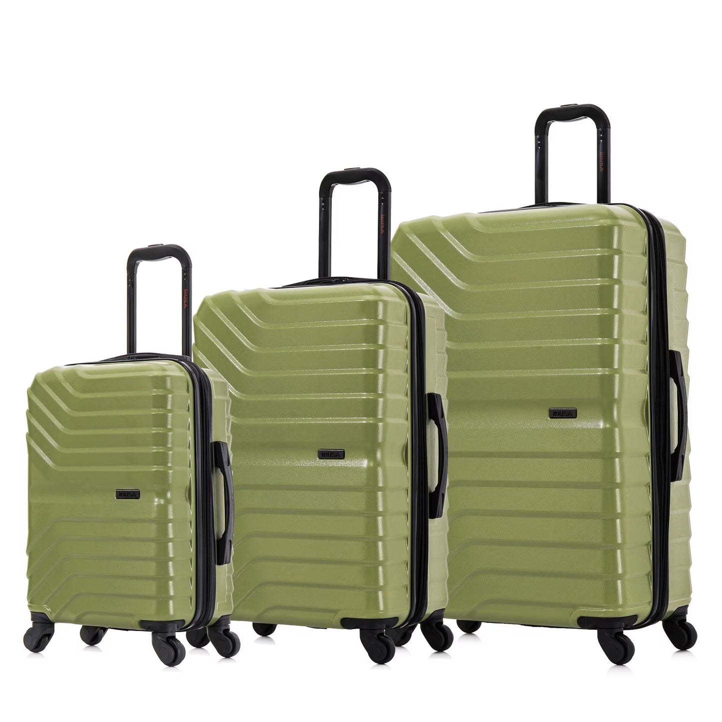 InUSA AURUM 3-Piece Hardside Luggage Sets with Spinner Wheels, Handle and Trolley, (20"/24"/28"), Black