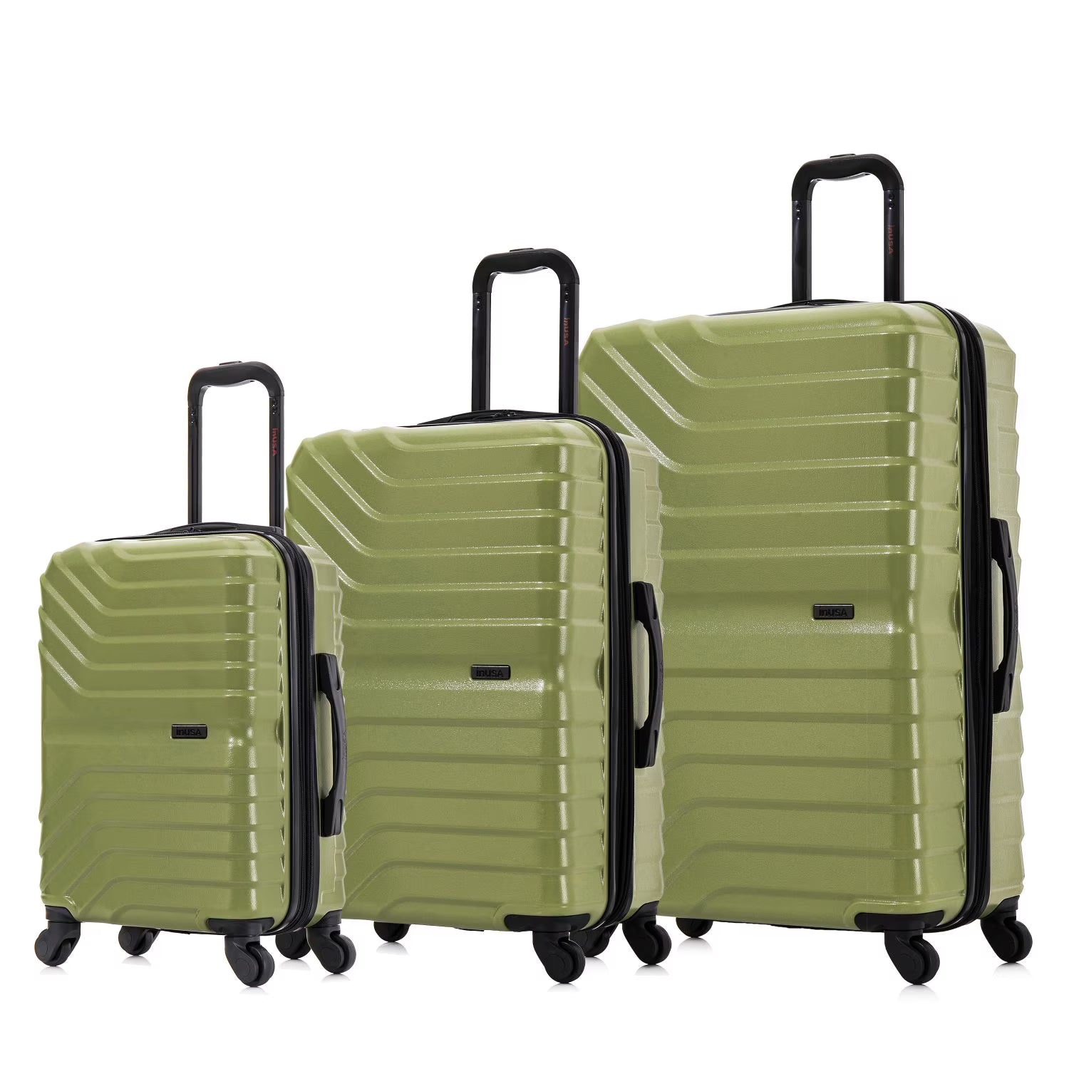 InUSA AURUM 3-Piece Hardside Luggage Sets with Spinner Wheels, Handle and Trolley, (20"/24"/28"), Black