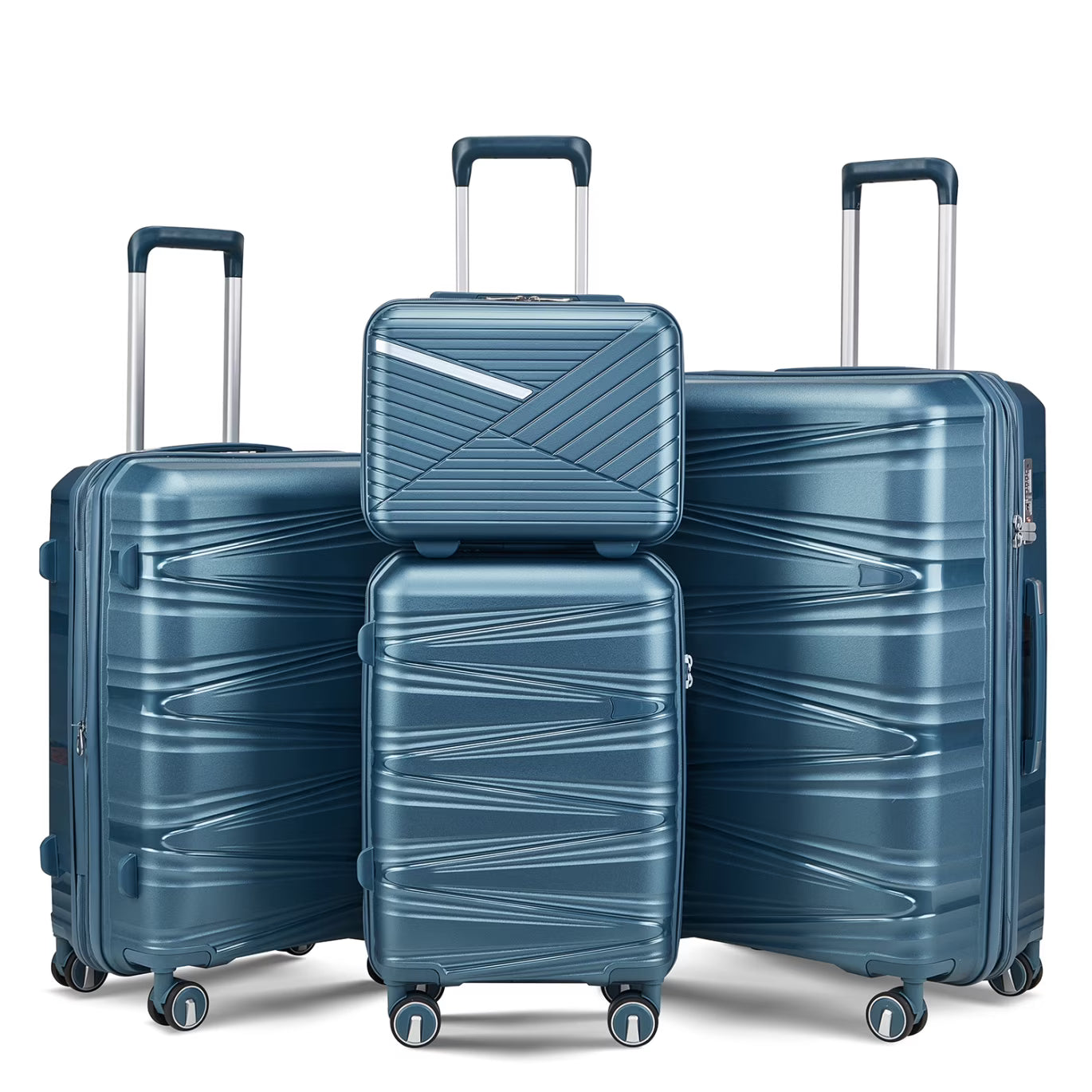 ARCTICSCORPION 4 Piece Hard-Shell Luggage Sets(14/20/24/28 inch), Lightweight PP Suitcase with TSA Lock and 360° Spinner Wheels for Travel Men Women, Black