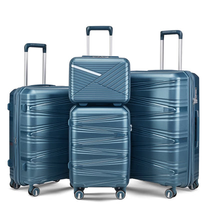 ARCTICSCORPION 4 Piece Hard-Shell Luggage Sets(14/20/24/28 inch), Lightweight PP Suitcase with TSA Lock and 360° Spinner Wheels for Travel Men Women, Black