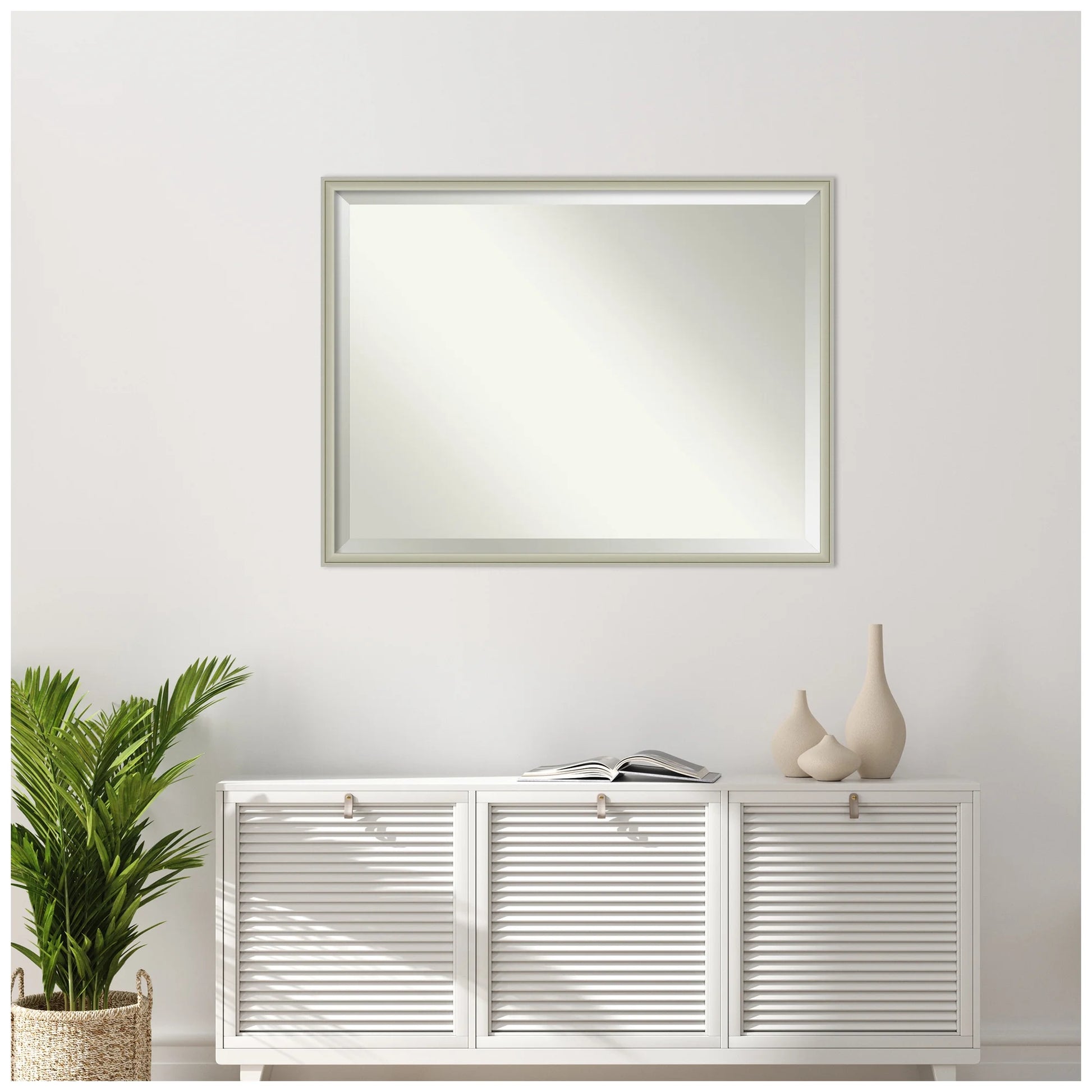 Amanti Art Florence Silver Beveled Wall Mirror 31.75 x 41.75 in.