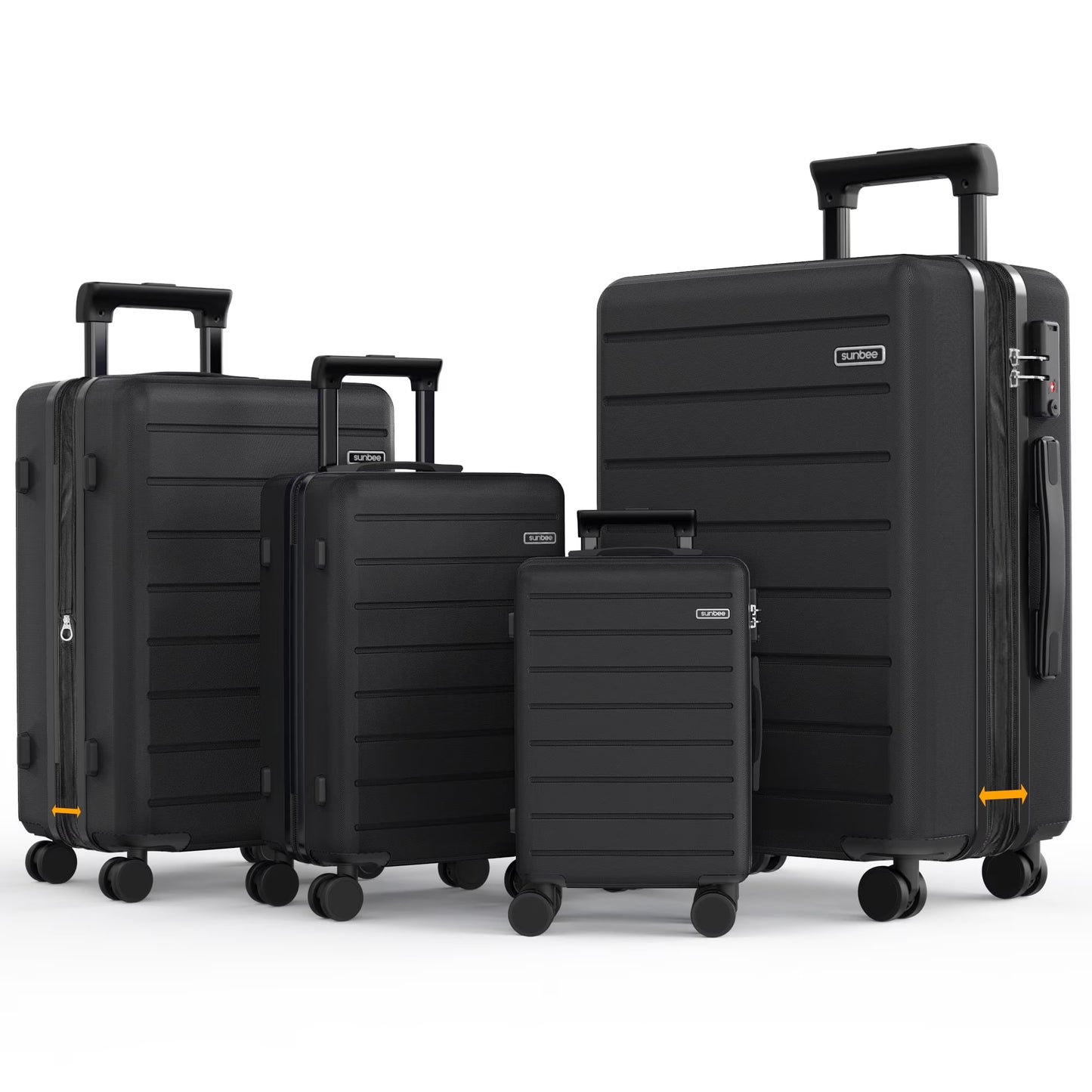 Sunbee 4 Piece Luggage Sets, Expandable Durable Hard Shell Suitcase Set Double Wheels TSA Lock, Blue