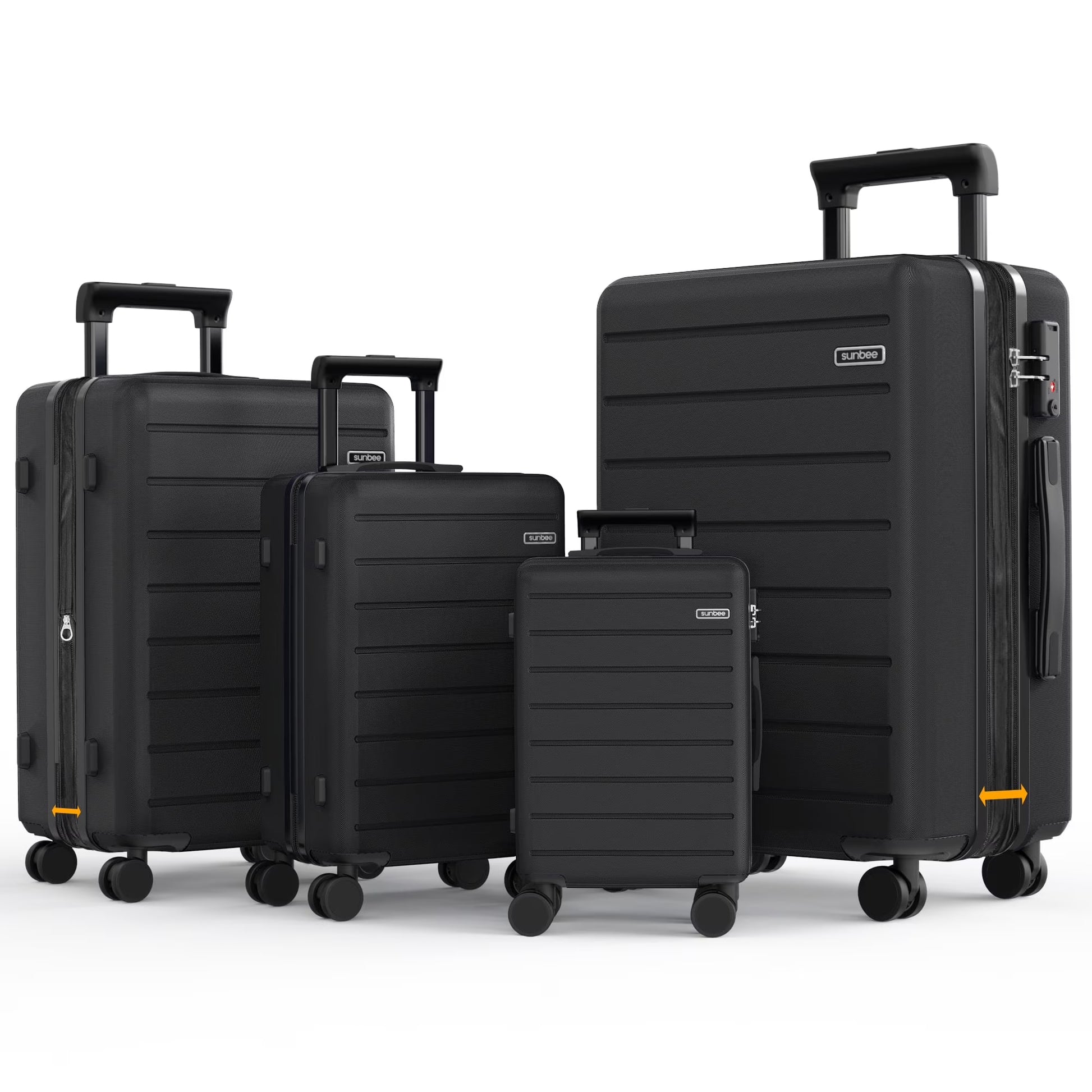 Sunbee 4 Piece Luggage Sets, Expandable Durable Hard Shell Suitcase Set Double Wheels TSA Lock, Blue