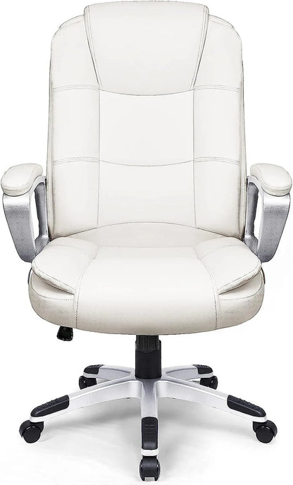Waleaf Home Office Chair, 400LBS 8Hours Heavy Duty Design, Ergonomic High Back Cushion Lumbar Back Support, Computer Desk Chair, Big and Tall Chair, Adjustable Executive Leather Chair with Arms