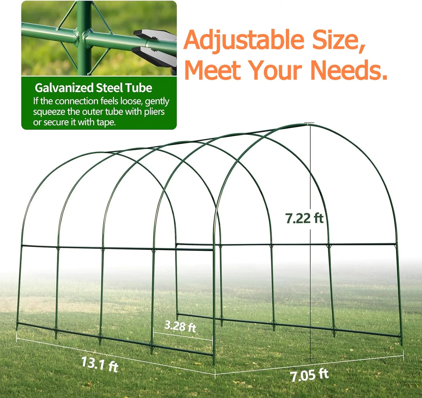 SHZOND Metal Garden Support Arch Frame for Climbing Plants, 158 x 84.6 x 86.6 Inch Large Plant Climbing Arbor Arch for Vines, Weddings & Backyard Decoration (Green)
