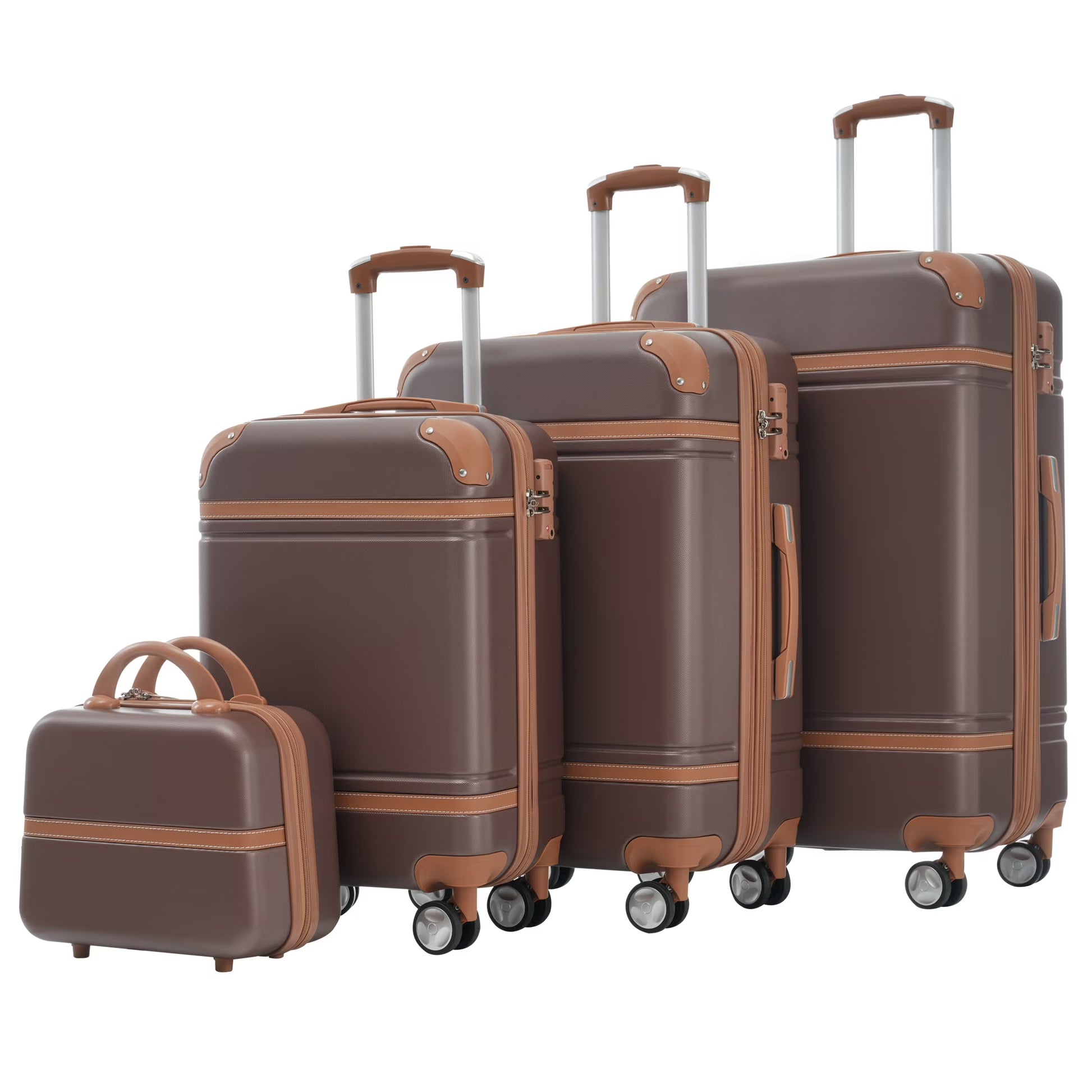 EUROCO 4-Piece Luggage Sets,Hardside Expandable Carry On Suitcase with TSA Lock,Cosmetic Case and Double Spinner Wheels,Lightweight Travel Luggage(20"/24"/28"),White