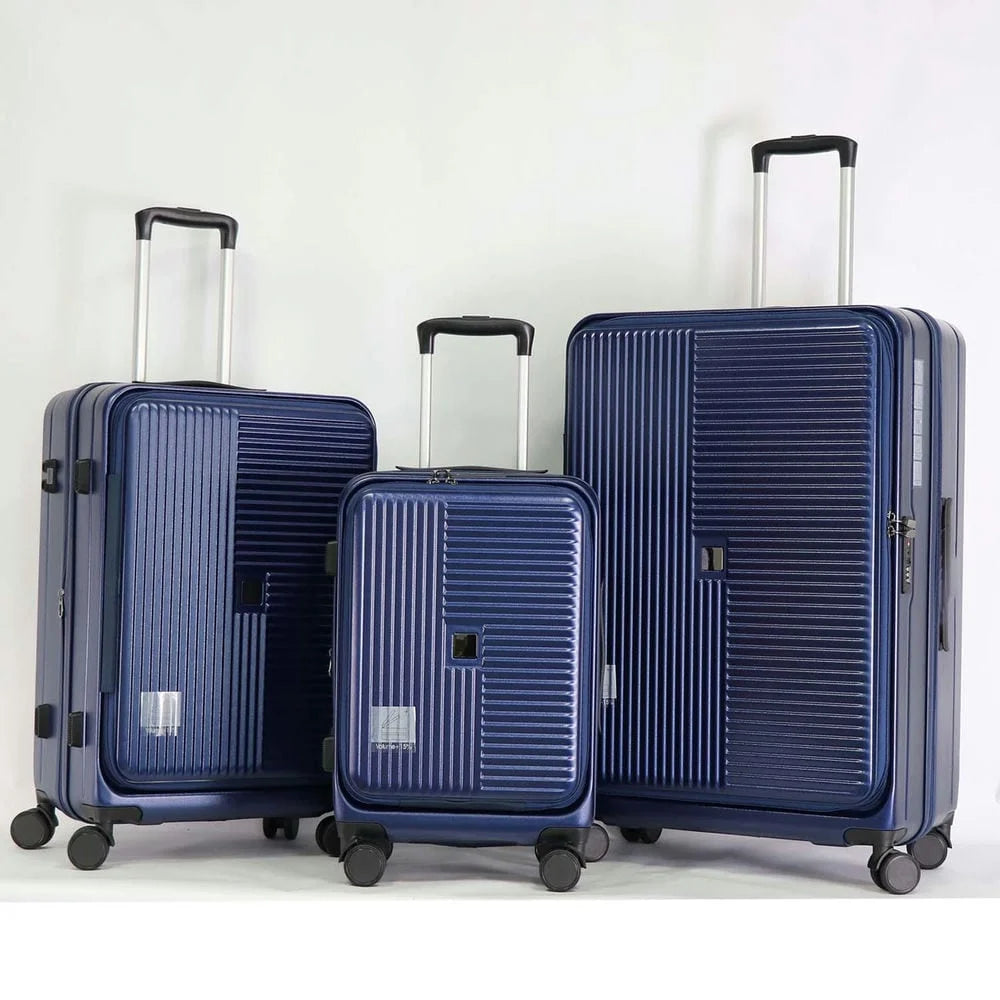 Topcobe Luggage with Front Opening, TSA Approved Lock, Hardshell Suitcase, Lightweight Luggage for Traveling, Black