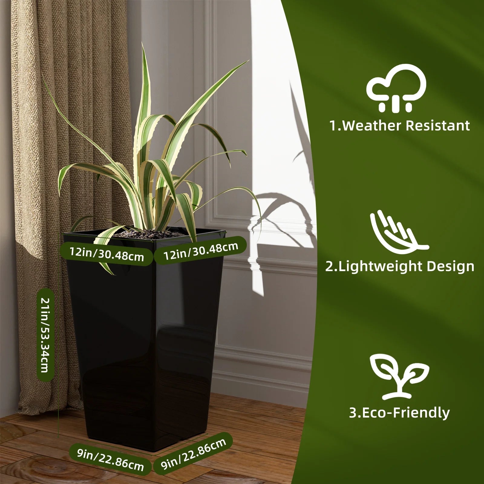 QCQHDU Large Planters for Outdoor Plants Flower Pots Set of 2,Tall Planters for Outdoor Plants,21 inch Outdoor Planters for Front Porch PlantersWhite