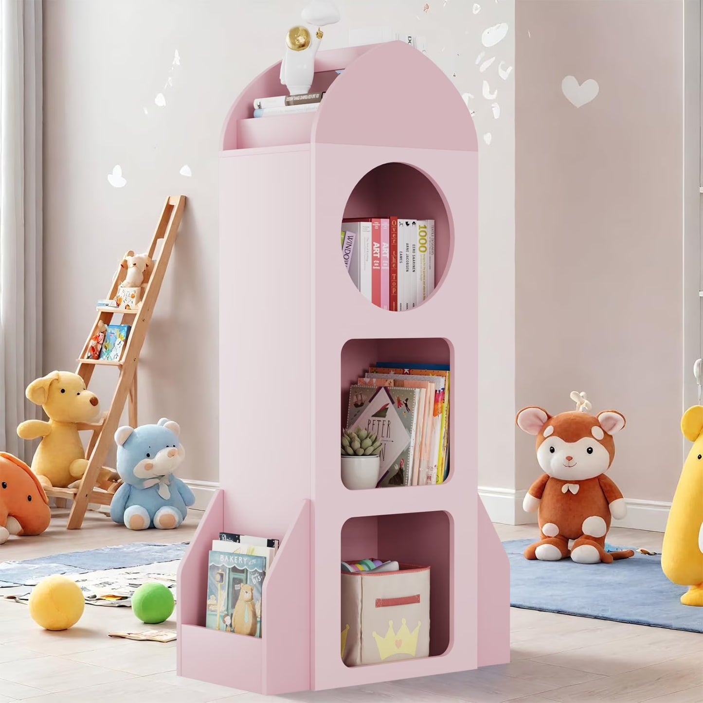 Pirecart Kids Bookshelf 3-Tier Wooden Kids Bookcase with Toy Storage for Bedroom, Playroom, Nursery, Blue