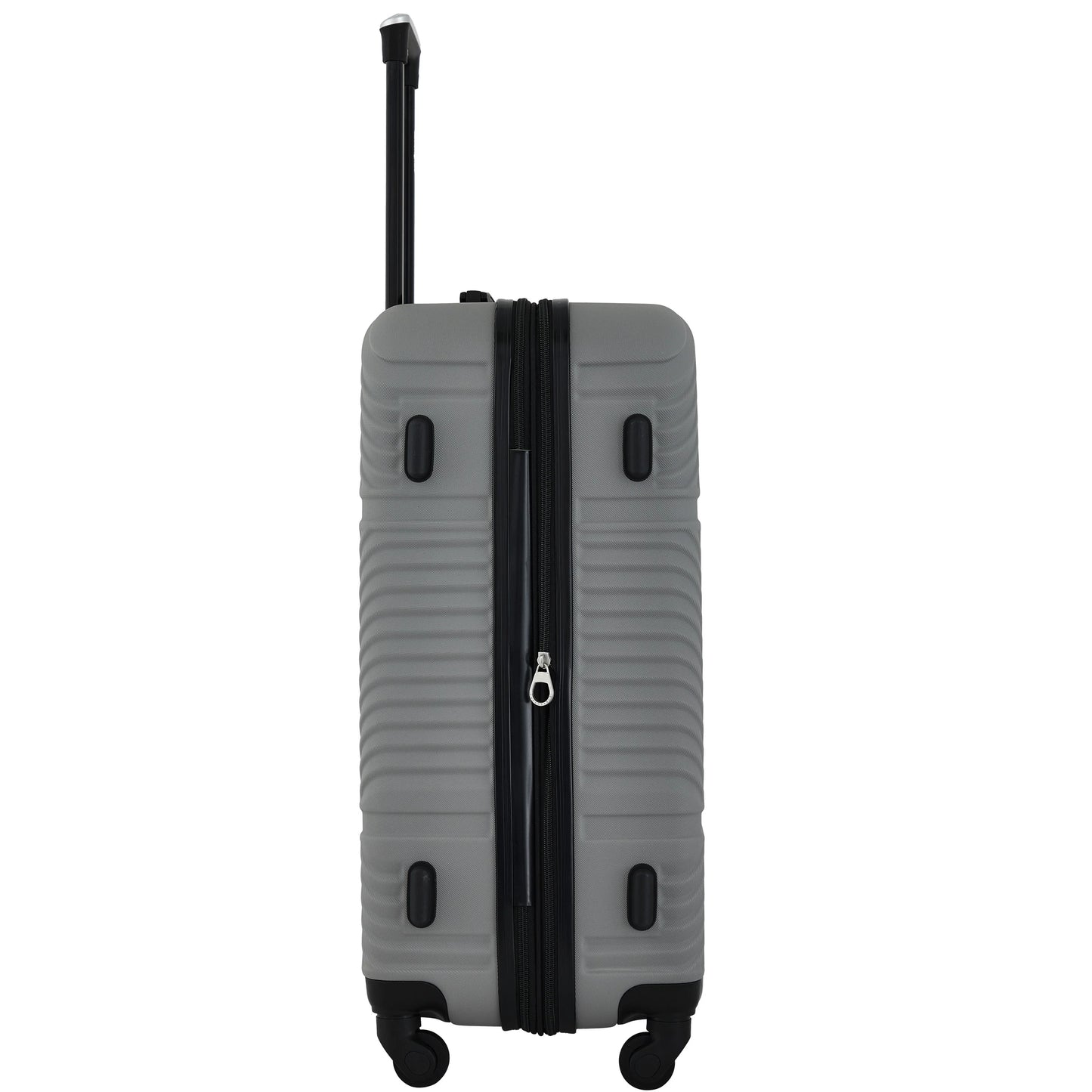 Wrangler 4 Piece Expandable Hardside Spinner Luggage Set with Packing Cubes, Sharkskin Grey