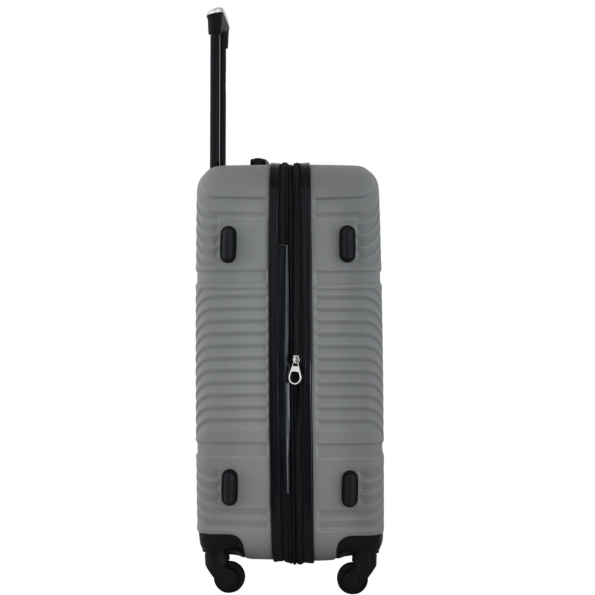 Wrangler 4 Piece Expandable Hardside Spinner Luggage Set with Packing Cubes, Sharkskin Grey