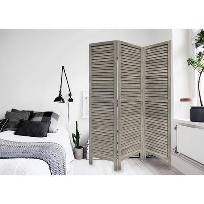 3 Panel Grey Shutter Screen Room Divider