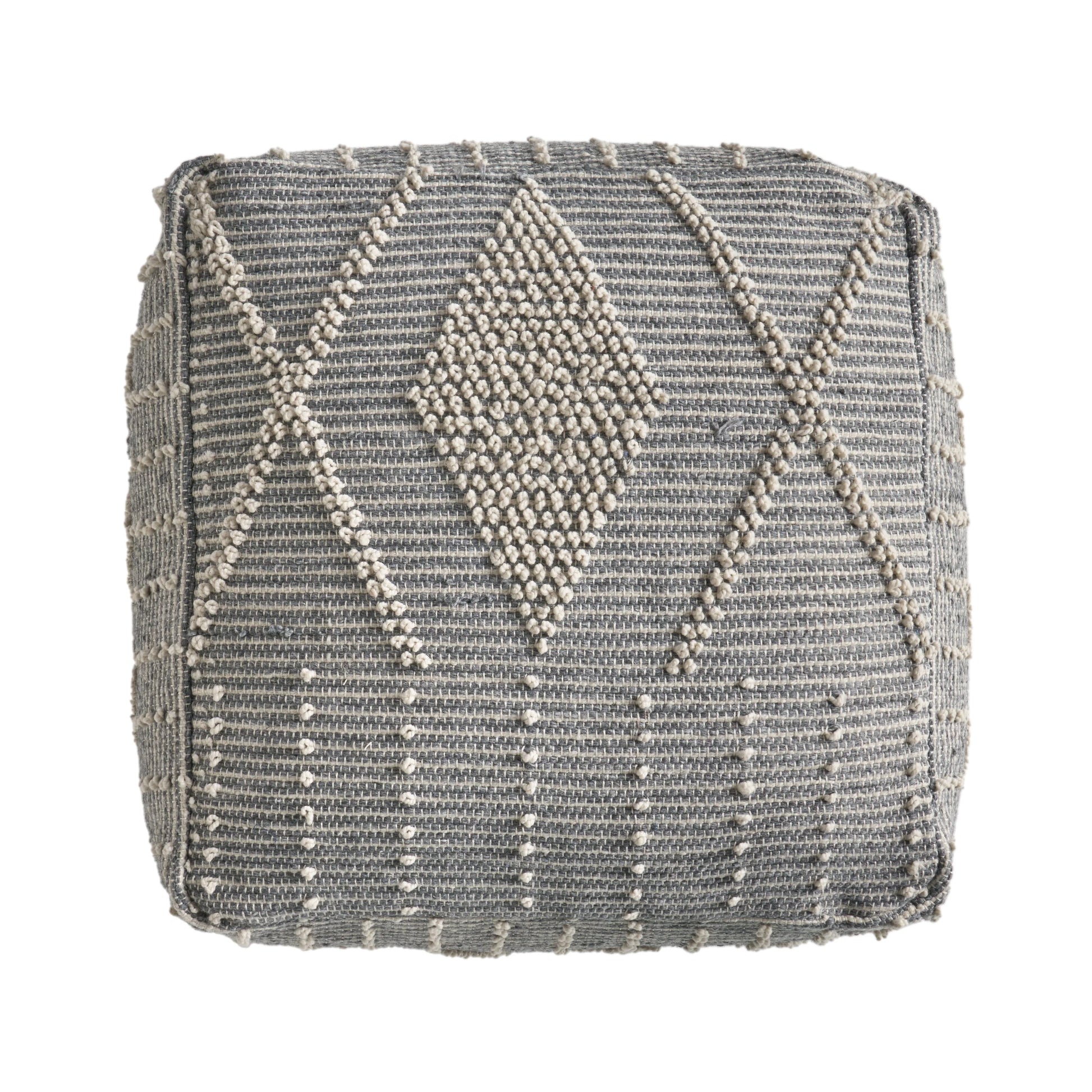 Noble House Cube Geometric Tufted Polyester Pouf
