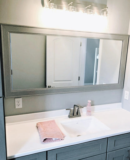 Porter Silver Framed Wall Mirror, Rectangular Vanity Mirror, Multiple Sizes