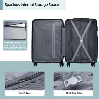 Sunbee 3 Piece Luggage Sets Hard Shell Suitcase Set with TSA Lock Durable Spinner Wheels