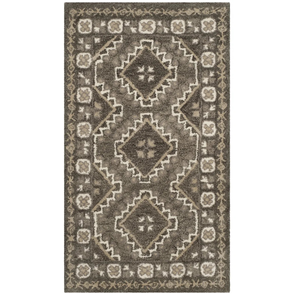 SAFAVIEH Bella Vana Medallion Geometric Wool Area Rug, Brown/Taupe, 4' x 6'