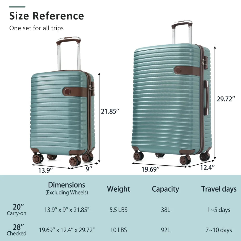 Hardshell Luggage Set with TSA Lock, 360° Spinner Wheels, Lightweight Durable Travel Suitcases