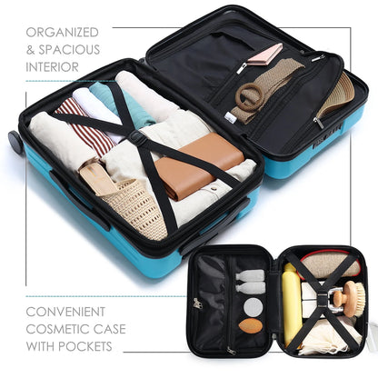 StorageBud 20 inch Hardside Carry-On Expandable Luggage, Front Pocket Luggage Set Spinner Suitcase Set, Teal