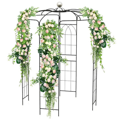 Canddidliike 2-In-1 Gazebo Trellis, French Style Arch, Birdcage Shape Gazebo for Climbing Plants and Wedding Ceremony Decoration, Black