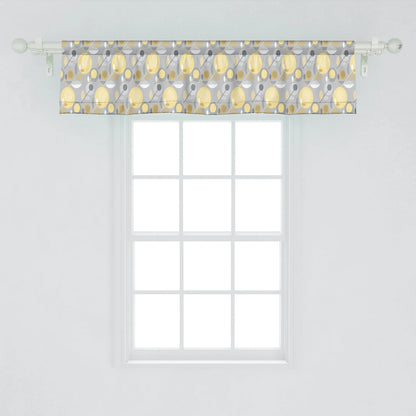 Ambesonne Yellow Flower Window Valance, Abstract Geometric 60's Pattern in Modern Design Pastel Colors, Curtain Valance for Kitchen Bedroom Decor with Rod Pocket, 54" X 12", Pale Yellow Pale Grey