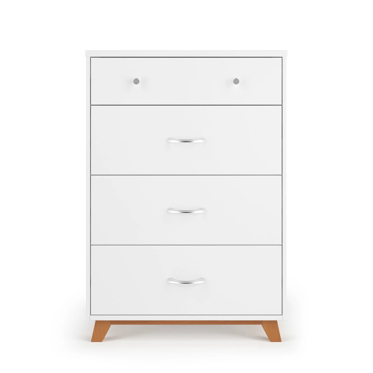 Child Craft Soho 42" Interlocking 4-Drawer Chest for Nursery or Bedroom, Tip-Resistant, Modern Style, White/Natural