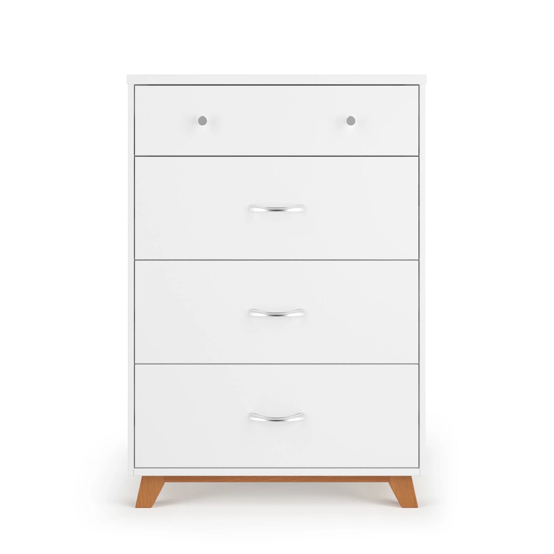 Child Craft Soho 42" Interlocking 4-Drawer Chest for Nursery or Bedroom, Tip-Resistant, Modern Style, White/Natural