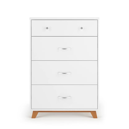 Child Craft Soho 42" Interlocking 4-Drawer Chest for Nursery or Bedroom, Tip-Resistant, Modern Style, White/Natural