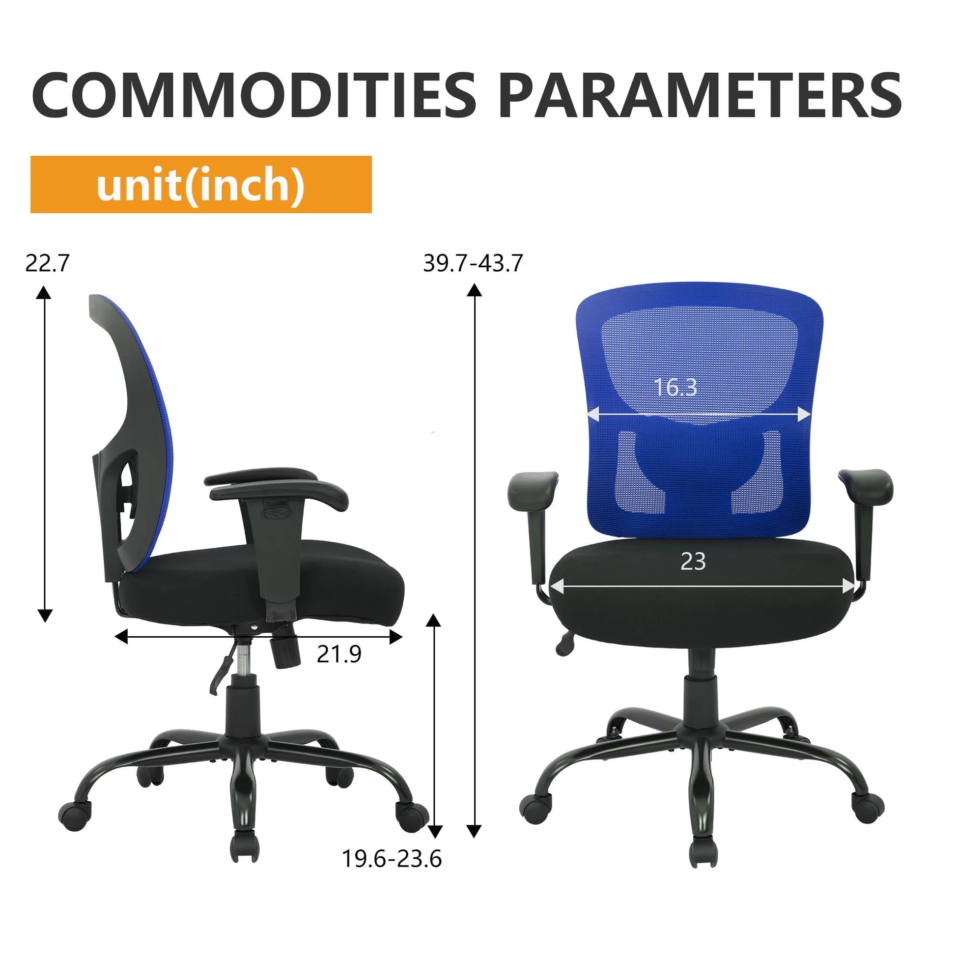 PayLessHere Ergonomic Desk Chair Office Chair Computer Chair 400lbs with Lumbar Support Wide Seat Adjust Arms Rolling Swivel High Back Task Executive Big and Tall Office Chair for Home Office,Blue