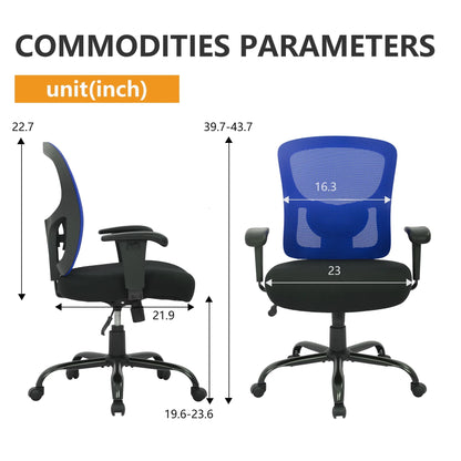 PayLessHere Ergonomic Desk Chair Office Chair Computer Chair 400lbs with Lumbar Support Wide Seat Adjust Arms Rolling Swivel High Back Task Executive Big and Tall Office Chair for Home Office,Blue
