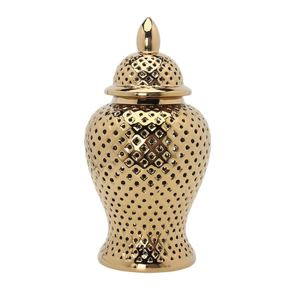 Vintage Style Ceramic Ginger Jar Dried Flower Vase Porcelain Storage Jar with