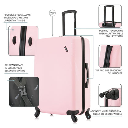 DUKAP Discovery 28" Hardside Lightweight Luggage with Spinner Wheels, Handle and Trolley, Pink