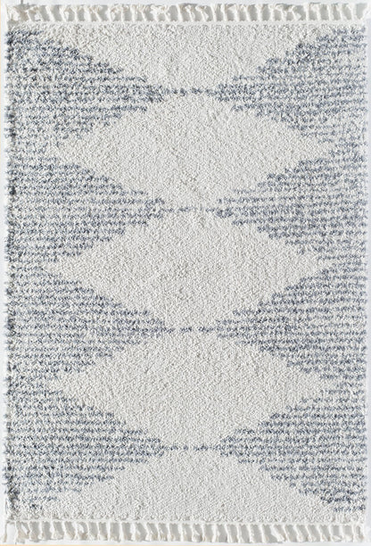 Rugs America Moon Collection MS30A Moroccan Tribal Heath White Area Rug, 8'0"x10'0"