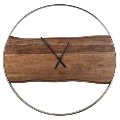 Signature Design by Ashley Casual Panchali Wall Clock Brown/Silver Finish