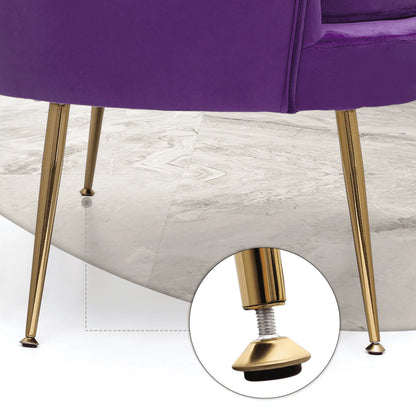 MoNiBloom Contemporary Velvet Loveseat Chair with Gold-Finished Metal Legs, 2-Seater Sofa with Two Pillows for Living Room, Bedroom, Home Office, Purple