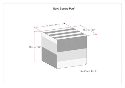 Simpli Home Naya Cube Pouf in Gray Melange Cotton