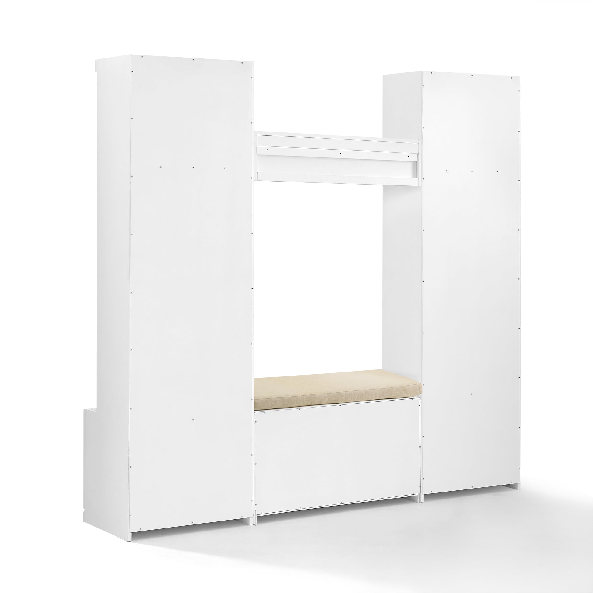 Crosley Furniture Harper 4Pc Entryway Set White - Bench, Shelf, & 2 Hall Trees