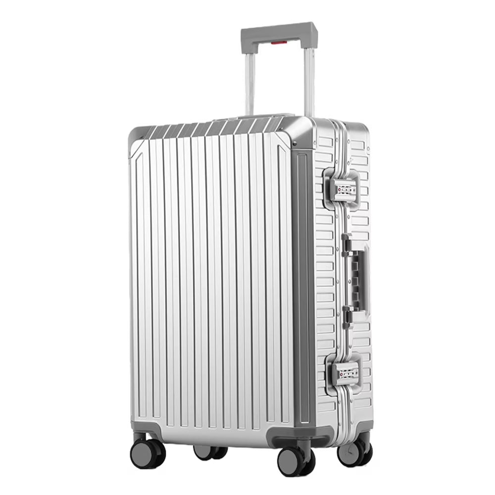All Aluminum Magnesium Hardshell Carry On Luggage with Lock, Airline Approved Hardside Carry on Suitcase with Spinner Wheels, Checked Metal Rolling Luggage Case for Travel, Business